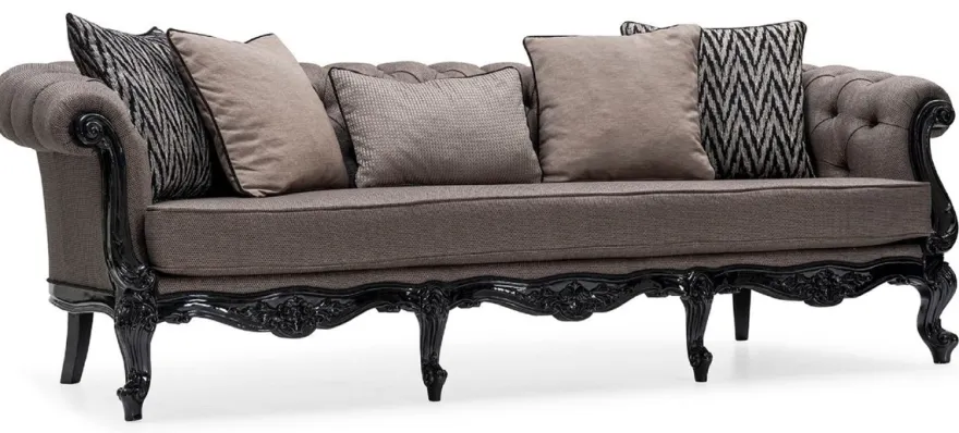 Casa Padrino Luxus Barock Wohnzimmer Set - 2 Sofas & 2 Sessel & 1 Couchtisch mit Glasplatte - Handgefertigte Barock Wohnzimmer Möbel - Edel & Prunkvoll