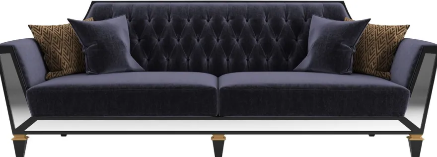 Casa Padrino Luxus Barock Wohnzimmer Sofa Lila / Schwarz / Gold 260 x 95 x H. 93 cm - Prunkvolle Wohnzimmer Möbel im Barockstil