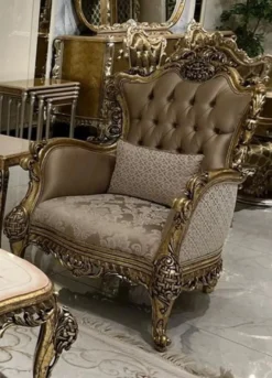Casa Padrino Luxus Barock Wohnzimmer Sessel Braun / Weiß / Gold - Handgefertigter Barockstil Sessel mit elegantem Muster und dekorativem Kissen - Prunkvolle Barock Wohnzimmer Möbel