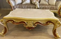 Casa Padrino Luxus Barock Wohnzimmer Set Creme / Silber / Gold / Braun - 2 Barock Sofas & 2 Barock Sessel & 1 Barock Couchtisch - Luxus Wohnzimmer Möbel im Barockstil - Barock Möbel