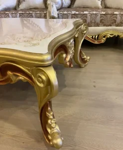 Casa Padrino Luxus Barock Wohnzimmer Set Creme / Silber / Gold / Braun - 2 Barock Sofas & 2 Barock Sessel & 1 Barock Couchtisch - Luxus Wohnzimmer Möbel im Barockstil - Barock Möbel