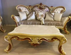 Casa Padrino Luxus Barock Wohnzimmer Set Creme / Silber / Gold / Braun - 2 Barock Sofas & 2 Barock Sessel & 1 Barock Couchtisch - Luxus Wohnzimmer Möbel im Barockstil - Barock Möbel