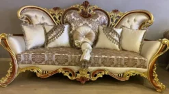 Casa Padrino Luxus Barock Wohnzimmer Set Creme / Silber / Gold / Braun - 2 Barock Sofas & 2 Barock Sessel & 1 Barock Couchtisch - Luxus Wohnzimmer Möbel im Barockstil - Barock Möbel