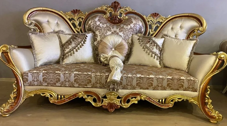 Casa Padrino Luxus Barock Wohnzimmer Set Creme / Silber / Gold / Braun - 2 Barock Sofas & 2 Barock Sessel & 1 Barock Couchtisch - Luxus Wohnzimmer Möbel im Barockstil - Barock Möbel