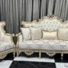 Casa Padrino Luxus Barock Wohnzimmer Sofa Creme / Weiß / Gold 230 cm - Barock Wohnzimmer Möbel