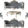 Casa Padrino Luxus Barock Wohnzimmer Set Grau / Blau / Silber / Gold - 2 Sofas & 2 Sessel & 1 Couchtisch - Prunkvolle Wohnzimmer Möbel im Barockstil