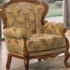Casa Padrino Luxus Barock Wohnzimmer Sessel mit Blumenmuster Beige / Mehrfarbig / Braun / Gold 79 x 84 x H. 100 cm - Edle Barockstil Wohnzimmer Möbel
