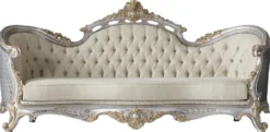 Casa Padrino Luxus Barock Wohnzimmer Sofa mit dekorativen Kissen Creme / Blau / Silber / Gold 250 x 95 x H. 125 cm - Edel & Prunkvoll