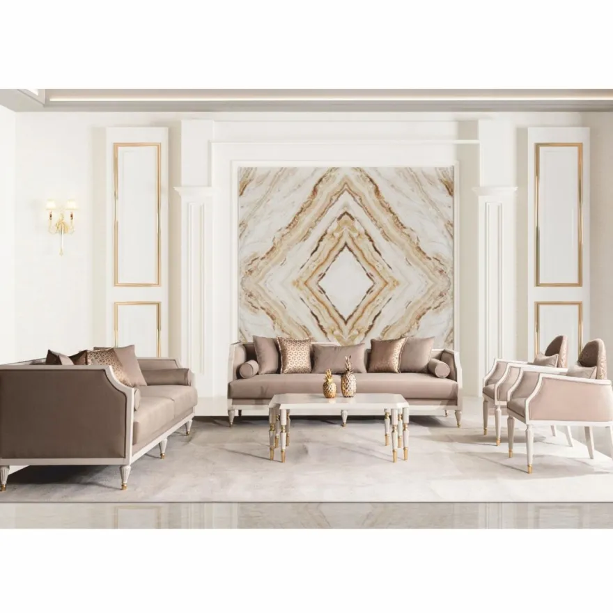 Casa Padrino Luxus Barock Wohnzimmer Set Braun / Creme / Gold - Barock Möbel
