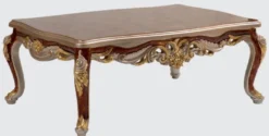 Casa Padrino Luxus Barock Wohnzimmertisch Braun / Silber / Gold 130 x 85 x H. 50 cm - Edler Massivholz Couchtisch im Barockstil - Barock Wohnzimmer Möbel