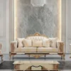 Casa Padrino Luxus Barock Wohnzimmer Set Weiß / Beige / Gold - 2 Barock Sofas & 2 Barock Sessel & 1 Barock Couchtisch - Luxus Wohnzimmer Möbel im Barockstil - Barock Möbel - Edel & Prunkvoll