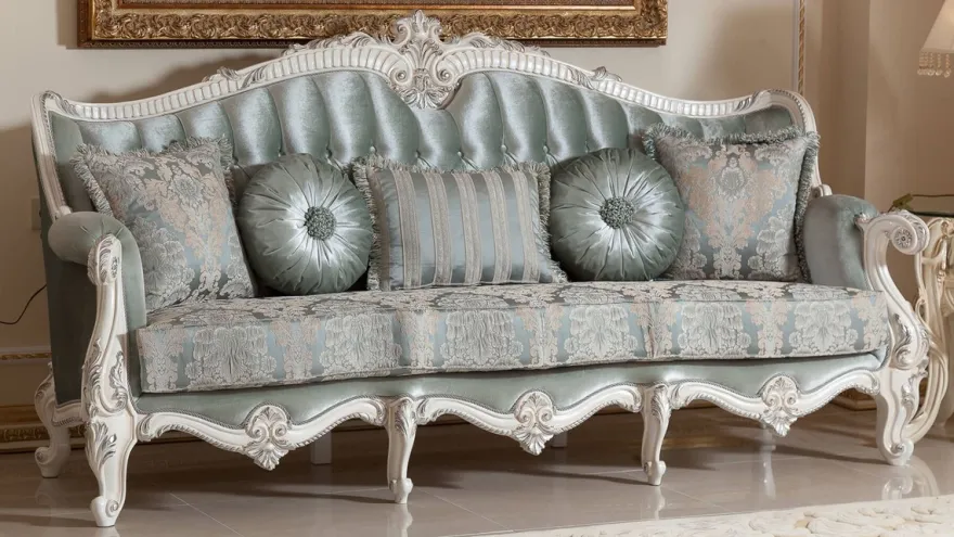 Casa Padrino Luxus Barock Wohnzimmer Möbel Set Grün / Weiß / Silber