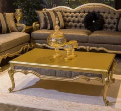 Casa Padrino Luxus Barock Wohnzimmer Set Grau / Schwarz / Gold - 2 Barock Sofas & 2 Barock Sessel & 1 Barock Couchtisch - Wohnzimmer Möbel im Barockstil - Barock Möbel - Barock Einrichtung