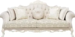 Casa Padrino Luxus Barock Wohnzimmer Set Hellrosa / Weiß / Beige - 2 Sofas & 2 Sessel & 1 Couchtisch - Prunkvolle Wohnzimmer Möbel im Barockstil