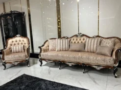 Casa Padrino Luxus Barock Wohnzimmer Sofa Gold / Braun / Schwarz / Silber - Prunkvolles Barockstil Sofa mit dekorativen Kissen - Luxus Wohnzimmer Möbel im Barockstil - Barock Möbel