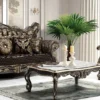 Casa Padrino Luxus Barock Wohnzimmer Set Schwarz / Gold - 2 Sofas & 2 Sessel & 1 Couchtisch - Wohnzimmer Möbel im Barockstil - Edel & Prunkvoll