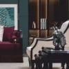 Casa Padrino Luxus Barock Wohnzimmer Sessel Beige / Schwarz - Barockstil Möbel