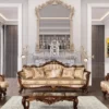 Casa Padrino Luxus Barock Wohnzimmer Sessel Beige / Braun / Gold - Prunkvoller Sessel mit elegantem Muster - Handgefertigte Barock Wohnzimmer Möbel