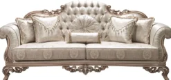 Casa Padrino Luxus Barock Wohnzimmer Set Silber / Creme / Beige - 2 Sofas & 2 Sessel & 1 Couchtisch - Prunkvolle Wohnzimmermöbel im Barockstil