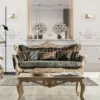 Casa Padrino Luxus Barock Wohnzimmer Set Dunkelblau / Türkis / Silber / Gold - 2 Barock Sofas mit Muster & 2 Barock Sessel mit Muster & 1 Barock Couchtisch - Barock Wohnzimmer Möbel