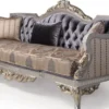 Casa Padrino Luxus Barock Wohnzimmer Sofa mit Kissen Lila / Beige / Silber / Gold 228 x 93 x H. 108 cm - Barockmöbel