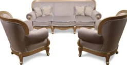 Casa Padrino Luxus Barock Wohnzimmer Sessel Grau / Gold - Handgefertigter Barockstil Sessel - Prunkvolle Luxus Wohnzimmer Möbel im Barockstil - Barock Möbel - Edel & Prunkvoll