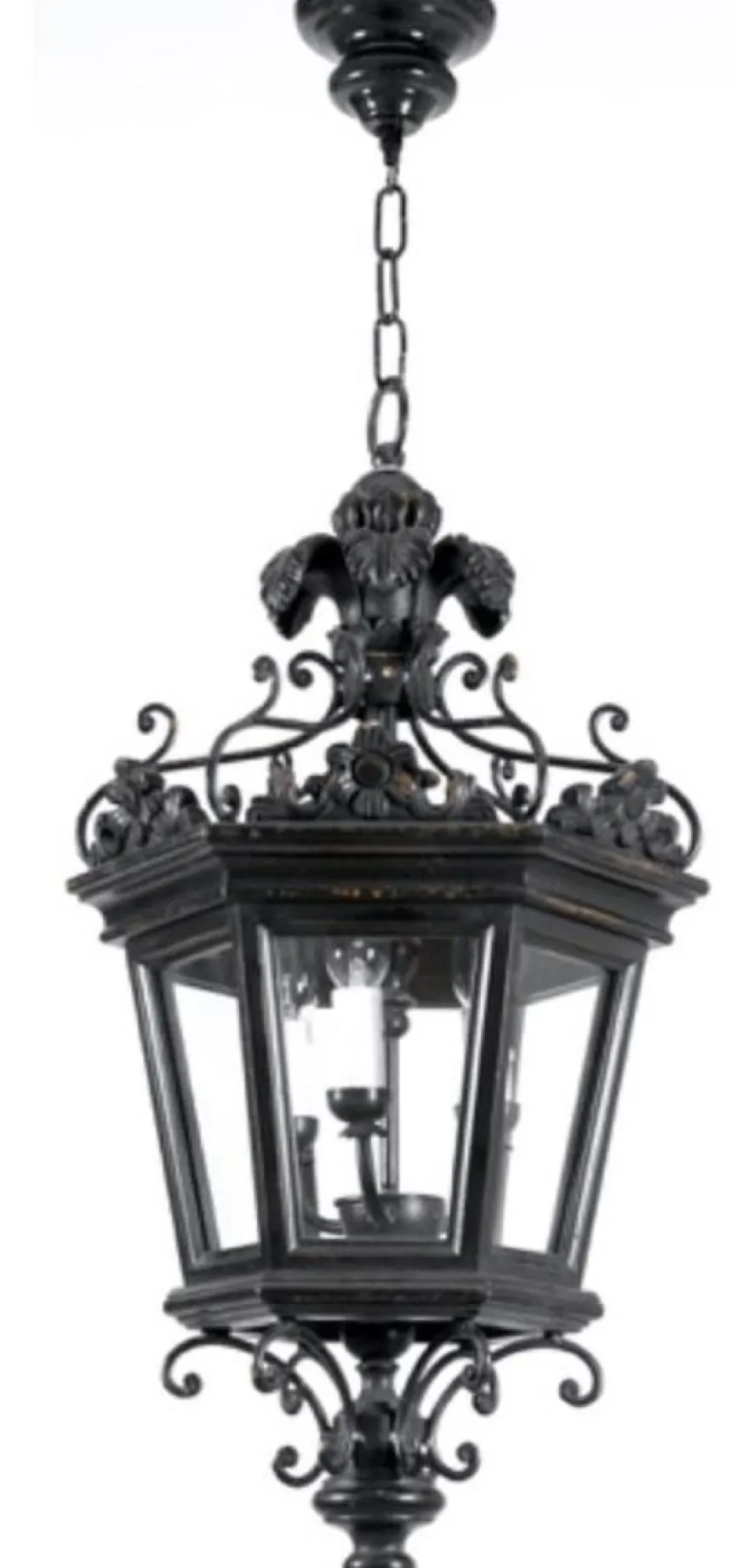 Casa Padrino Luxus Barock Wohnzimmer Hängeleuchte Antik Schwarz Ø 33 x H. 63 cm - Handgefertigte Barockstil Pendelleuchte - Luxus Qualität - Made in Italy - Edel & Prunkvoll