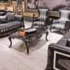 Casa Padrino Luxus Barock Wohnzimmer Set Grau / Schwarz / Silber - 2 Barock Sofas & 2 Barock Sessel & 1 Barock Couchtisch - Barock Wohnzimmer Möbel