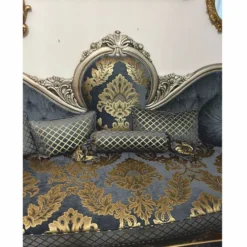 Casa Padrino Luxus Barock Wohnzimmer Möbel Set Blau / Gold / Silber - Barockstil Möbel