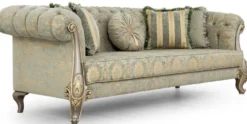Casa Padrino Luxus Barock Wohnzimmer Set Grün / Gold / Grau / Gold - 2 Sofas & 2 Sessel - Wohnzimmer Möbel im Barockstil - Edel & Prunkvoll