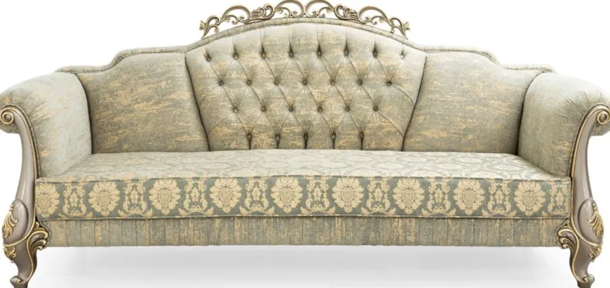 Casa Padrino Luxus Barock Wohnzimmer Set Grün / Gold / Grau / Gold - 2 Sofas & 2 Sessel - Wohnzimmer Möbel im Barockstil - Edel & Prunkvoll