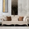 Casa Padrino Luxus Barock Wohnzimmer Sofa Creme / Silber / Antik Silber - Handgefertigtes Barockstil Sofa mit dekorativen Kissen - Luxus Wohnzimmer Möbel im Barockstil - Barock Möbel