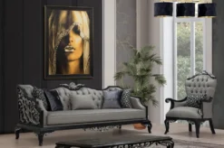 Casa Padrino Luxus Barock Wohnzimmer Set Silber / Schwarz - 2 Sofas & 2 Sessel & 1 Couchtisch - Handgefertigte Barock Wohnzimmer Möbel - Edel & Prunkvoll