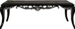 Casa Padrino Luxus Barock Wohnzimmer Set Silber / Schwarz - 2 Sofas & 2 Sessel & 1 Couchtisch - Handgefertigte Barock Wohnzimmer Möbel - Edel & Prunkvoll
