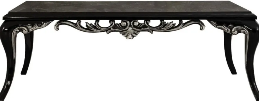 Casa Padrino Luxus Barock Wohnzimmer Set Silber / Schwarz - 2 Sofas & 2 Sessel & 1 Couchtisch - Handgefertigte Barock Wohnzimmer Möbel - Edel & Prunkvoll