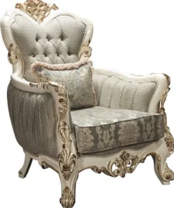 Casa Padrino Luxus Barock Wohnzimmer Set Grau / Weiß / Gold - 2 Sofas & 2 Sessel & 1 Couchtisch - Barockstil Möbel - Edel & Prunkvoll
