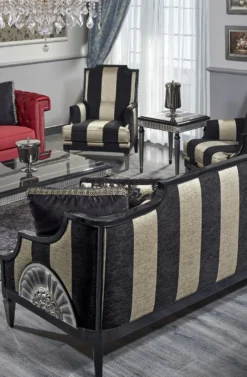 Casa Padrino Luxus Barock Wohnzimmer Set Rot / Schwarz / Gold / Silber - 2 Sofas & 2 Sessel & 1 Couchtisch & 1 Beistelltisch - Barock Wohnzimmermöbel
