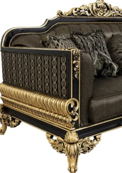 Casa Padrino Luxus Barock Wohnzimmer Sofa mit Kissen Grau / Schwarz / Gold 235 x 93 x H. 115 cm - Barock Möbel - Edel & Prunkvoll