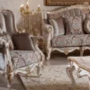 Casa Padrino Luxus Barock Wohnzimmer Möbel Set Braun / Weiß / Gold