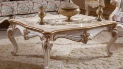 Casa Padrino Luxus Barock Wohnzimmer Möbel Set Braun / Weiß / Gold