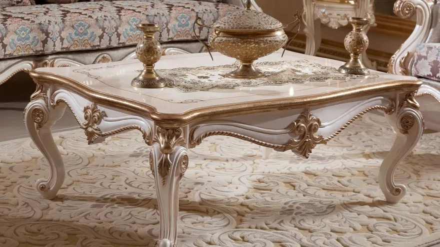 Casa Padrino Luxus Barock Wohnzimmer Möbel Set Braun / Weiß / Gold