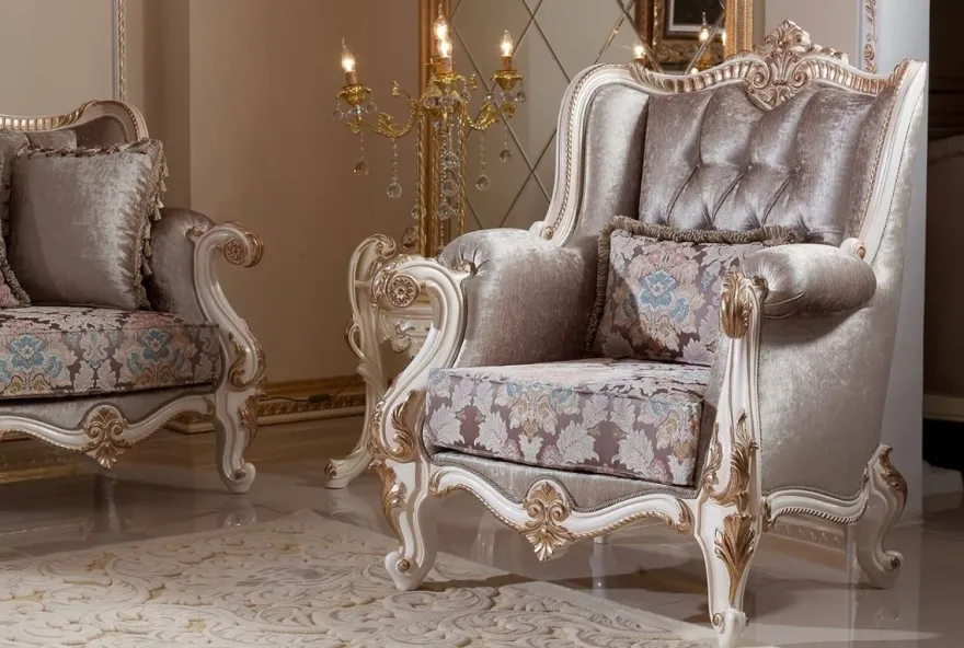 Casa Padrino Luxus Barock Wohnzimmer Möbel Set Braun / Weiß / Gold