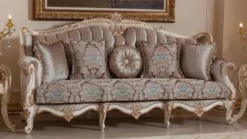 Casa Padrino Luxus Barock Wohnzimmer Möbel Set Braun / Weiß / Gold