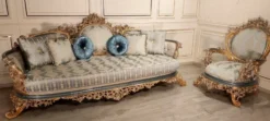 Casa Padrino Luxus Barock Wohnzimmer Sessel Türkis / Creme / Gold - Handgefertigter Barockstil Sessel - Luxus Wohnzimmer Möbel im Barockstil - Barock Möbel - Edel & Prunkvoll