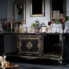 Casa Padrino Luxus Barock Wohnzimmer Set Blau / Gold / Schwarz - Sideboard und 3 Spiegel - Barockmöbel