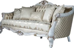Casa Padrino Luxus Barock Wohnzimmer Set Gold Muster / Antik Weiß / Gold - 2 Sofas & 2 Sessel & 1 Couchtisch - Wohnzimmer Möbel im Barockstil - Edel & Prunkvoll