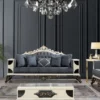 Casa Padrino Luxus Barock Wohnzimmer Set Blau / Weiß / Bronze / Gold - 2 Barock Sofas & 2 Barock Sessel & 1 Barock Couchtisch - Luxus Wohnzimmer Möbel im Barockstil - Barock Möbel
