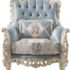 Casa Padrino Luxus Barock Wohnzimmer Set Hellblau / Creme / Weiß / Gold - 2 Sofas & 2 Sessel & 1 Couchtisch - Edle Barock Wohnzimmer Möbel