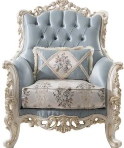 Casa Padrino Luxus Barock Wohnzimmer Set Hellblau / Creme / Weiß / Gold - 2 Sofas & 2 Sessel & 1 Couchtisch - Edle Barock Wohnzimmer Möbel