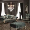 Casa Padrino Luxus Barock Wohnzimmer Sessel mit Glitzersteinen und dekorativem Kissen Grün / Creme / Beige 100 x 80 x H. 110 cm - Möbel im Barockstil